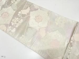 アンティーク　流水に華紋・葡萄模様織り出し袋帯（材料）